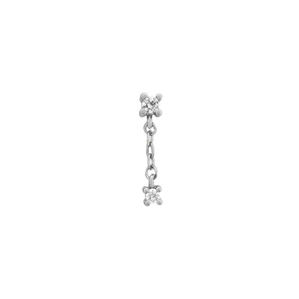 Mini Dangle Chain Duo Diamond Flat Back Earring (18G)