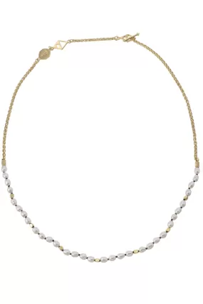 Mini Pearls Chain Necklace - Black - Gold