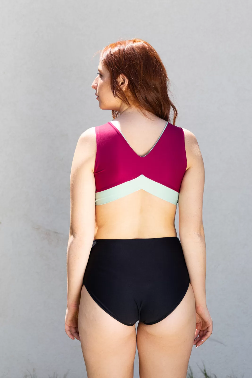 Mylo - Reversible Bikini Green and Maroon\ black bottom