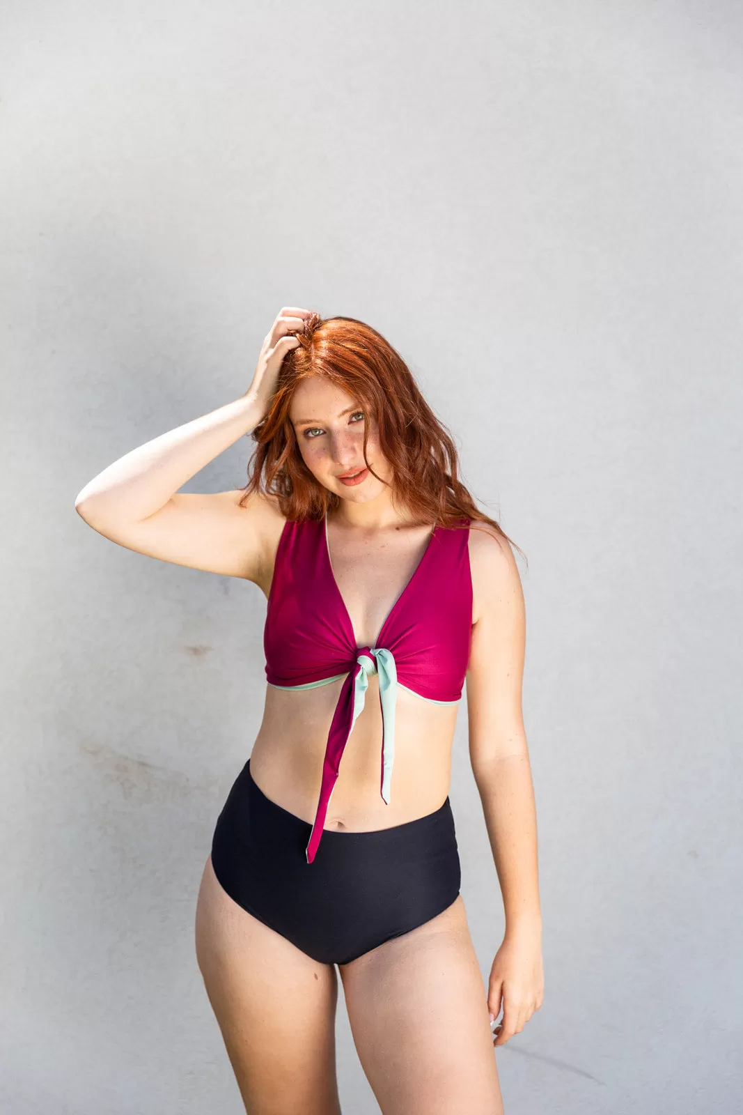 Mylo - Reversible Bikini Green and Maroon\ black bottom