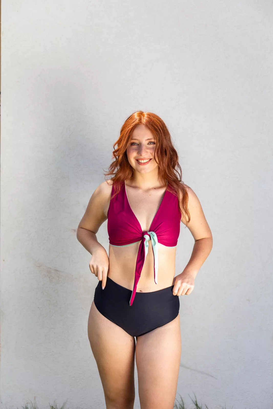 Mylo - Reversible Bikini Green and Maroon\ black bottom