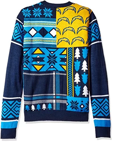 NFL SAN DIEGO CHARGERS PATCHES Ugly Sweater, Medium