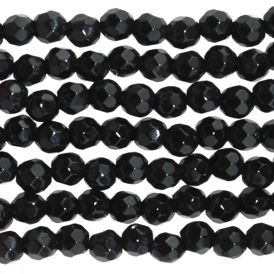 Onyx 4mm Faceted Round - 8-Inch