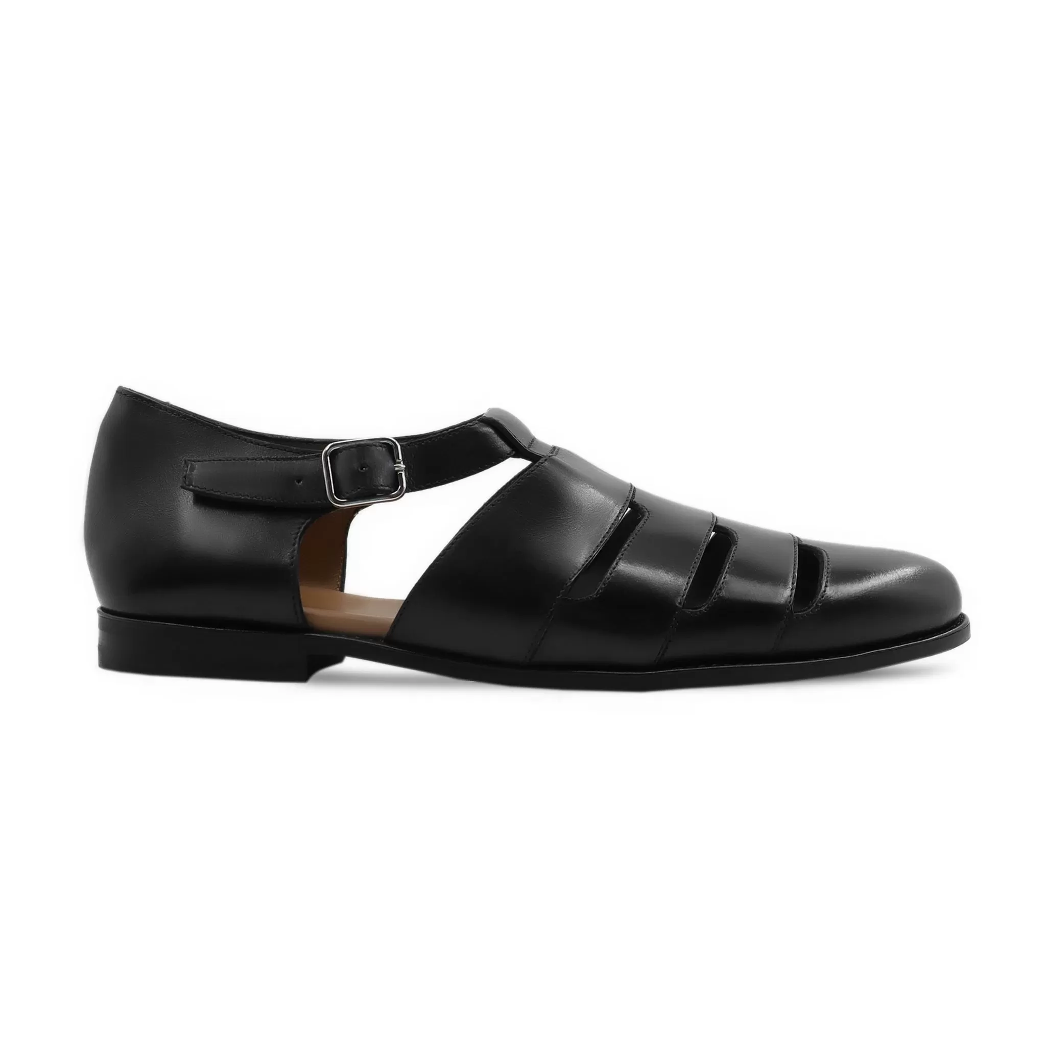 Palladis - Men's Black Box Leather High Shine Sandal