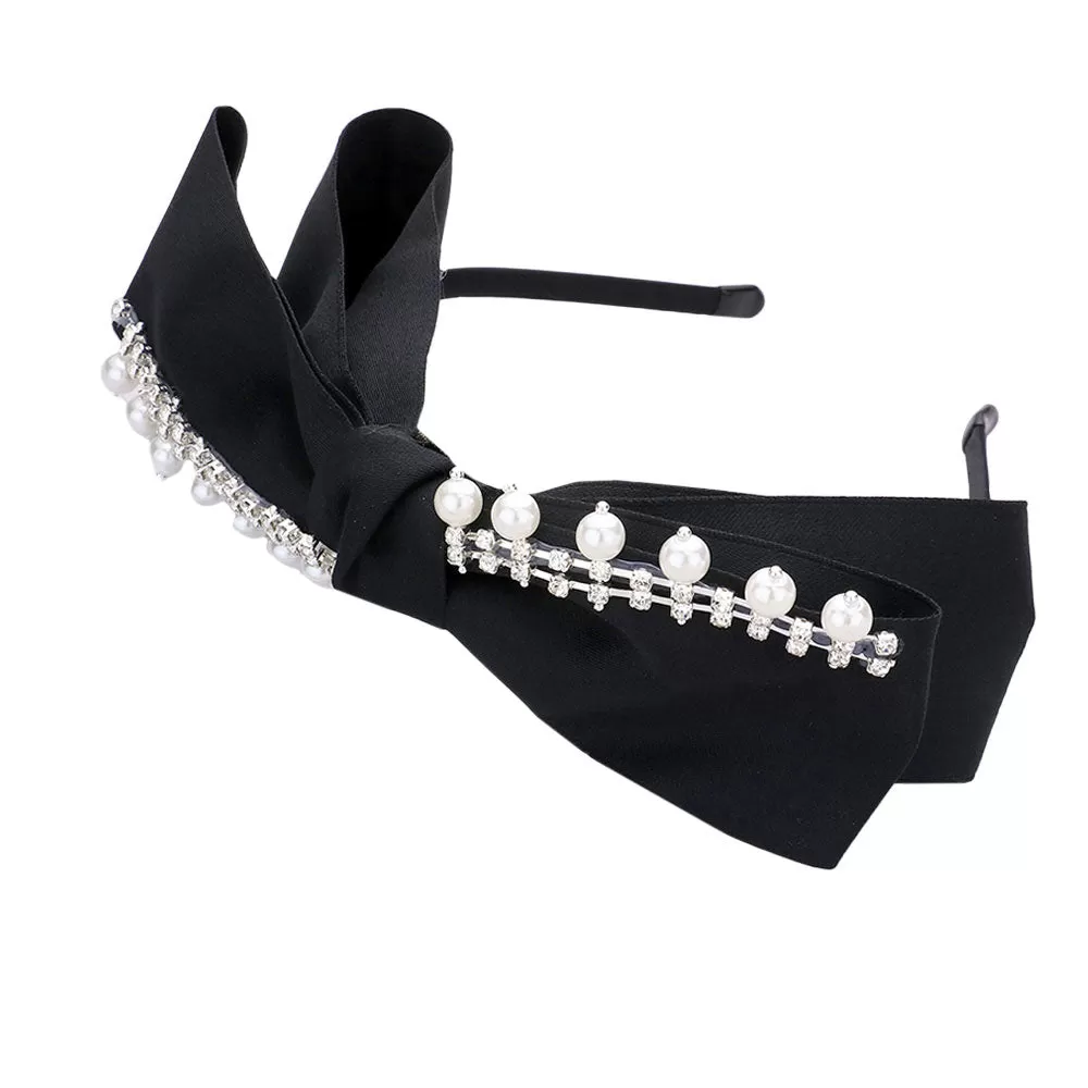 Pearl Stone Embellished Bow Headband