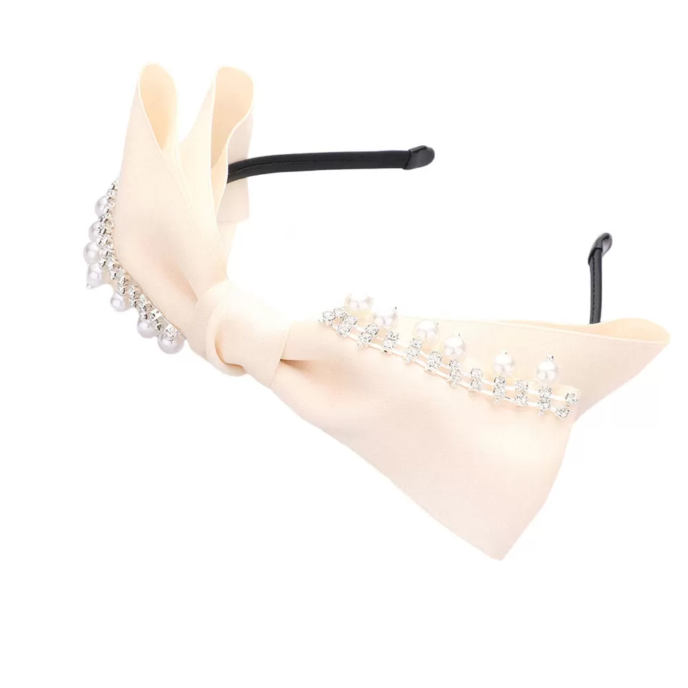 Pearl Stone Embellished Bow Headband