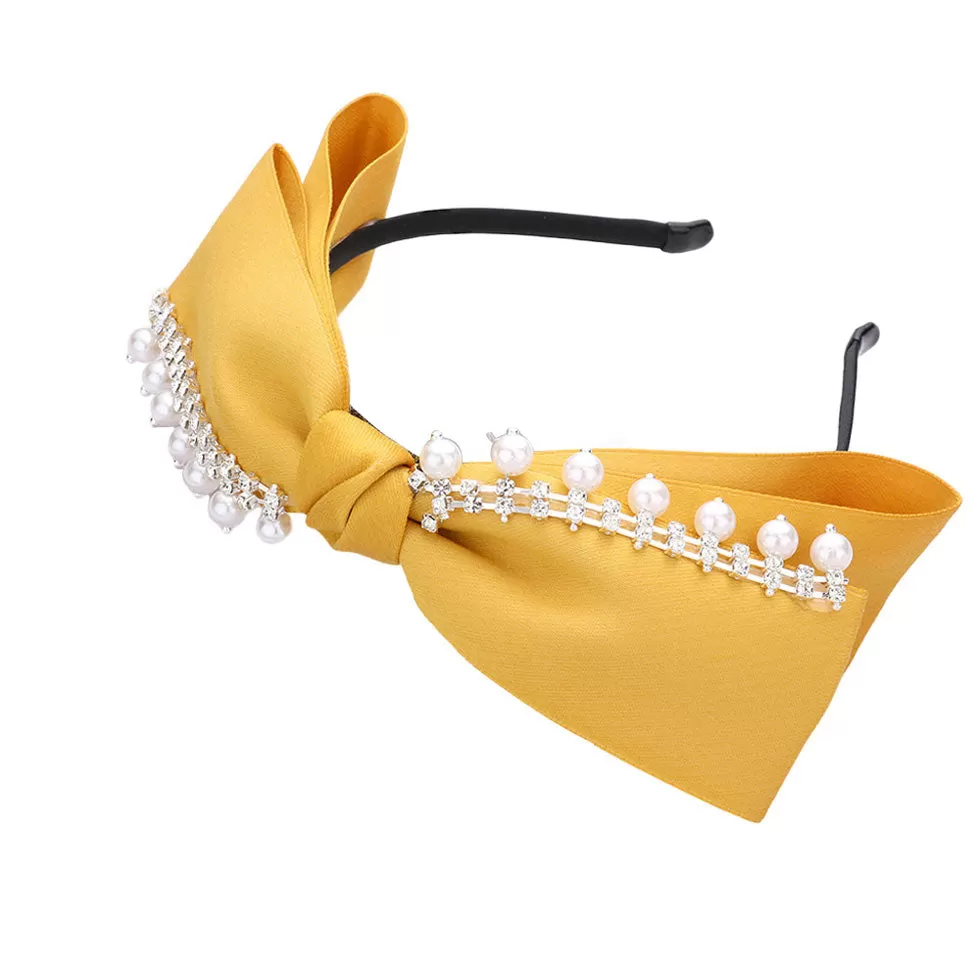 Pearl Stone Embellished Bow Headband