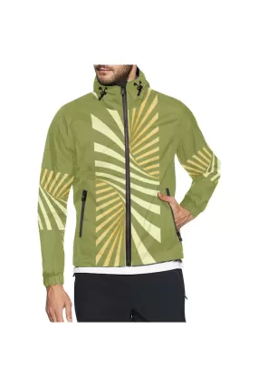 Pepper Stem Green & Aspen Gold Illusion All Over Print Windbreaker for Men (Model H23)