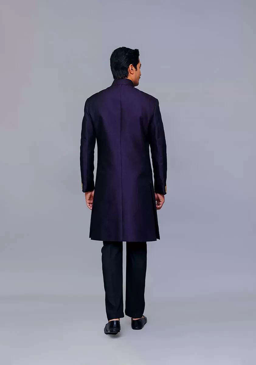 Premium  Jamawar Purple Traditional Sherwani