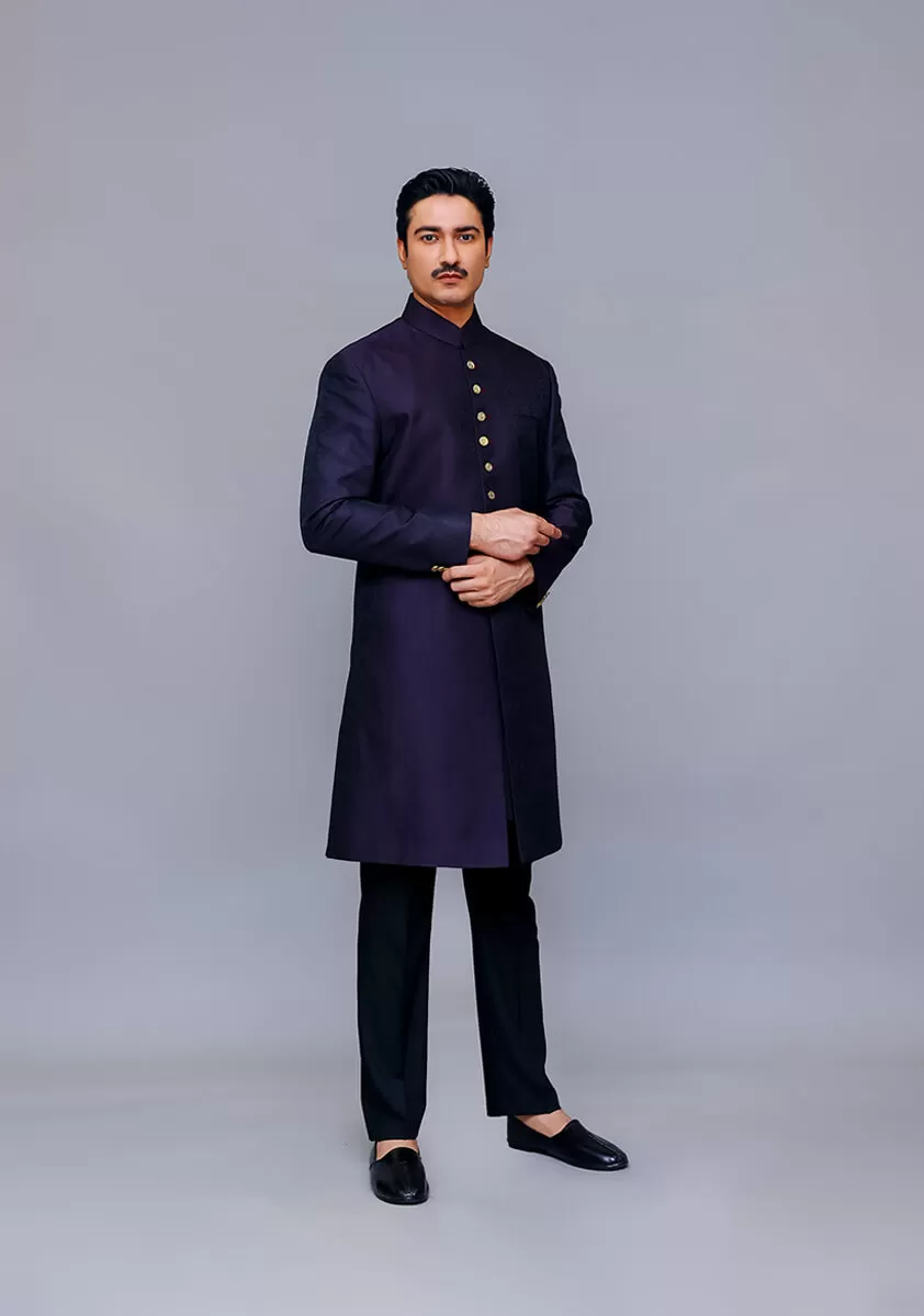 Premium  Jamawar Purple Traditional Sherwani