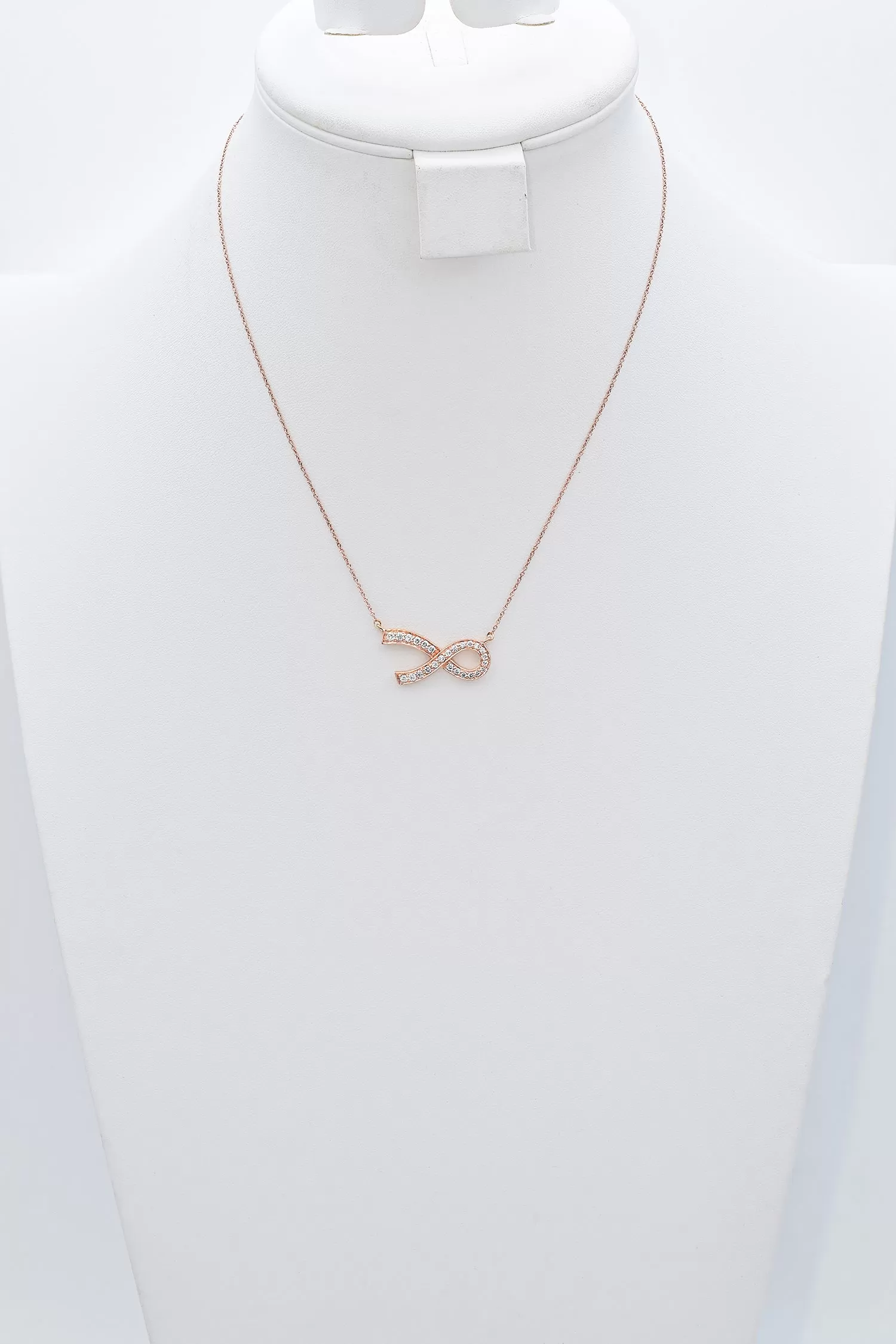 Rafa 14K Rose Gold 0.54 TCW Diamond Ribbon Pendant Necklace 17 Inches