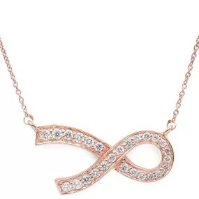 Rafa 14K Rose Gold 0.54 TCW Diamond Ribbon Pendant Necklace 17 Inches