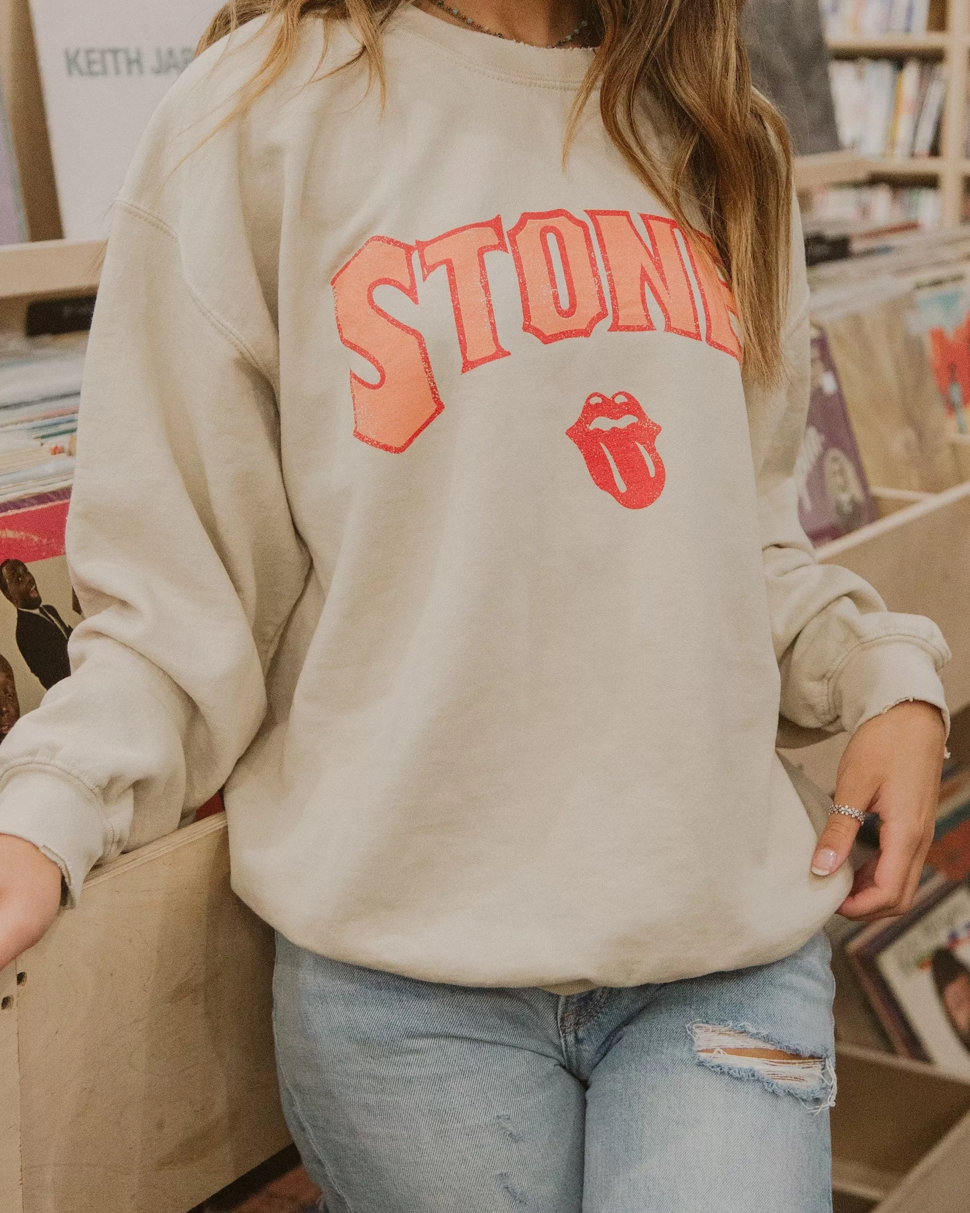 Rolling Stones Arch Sand Thrifted Sweatshirt