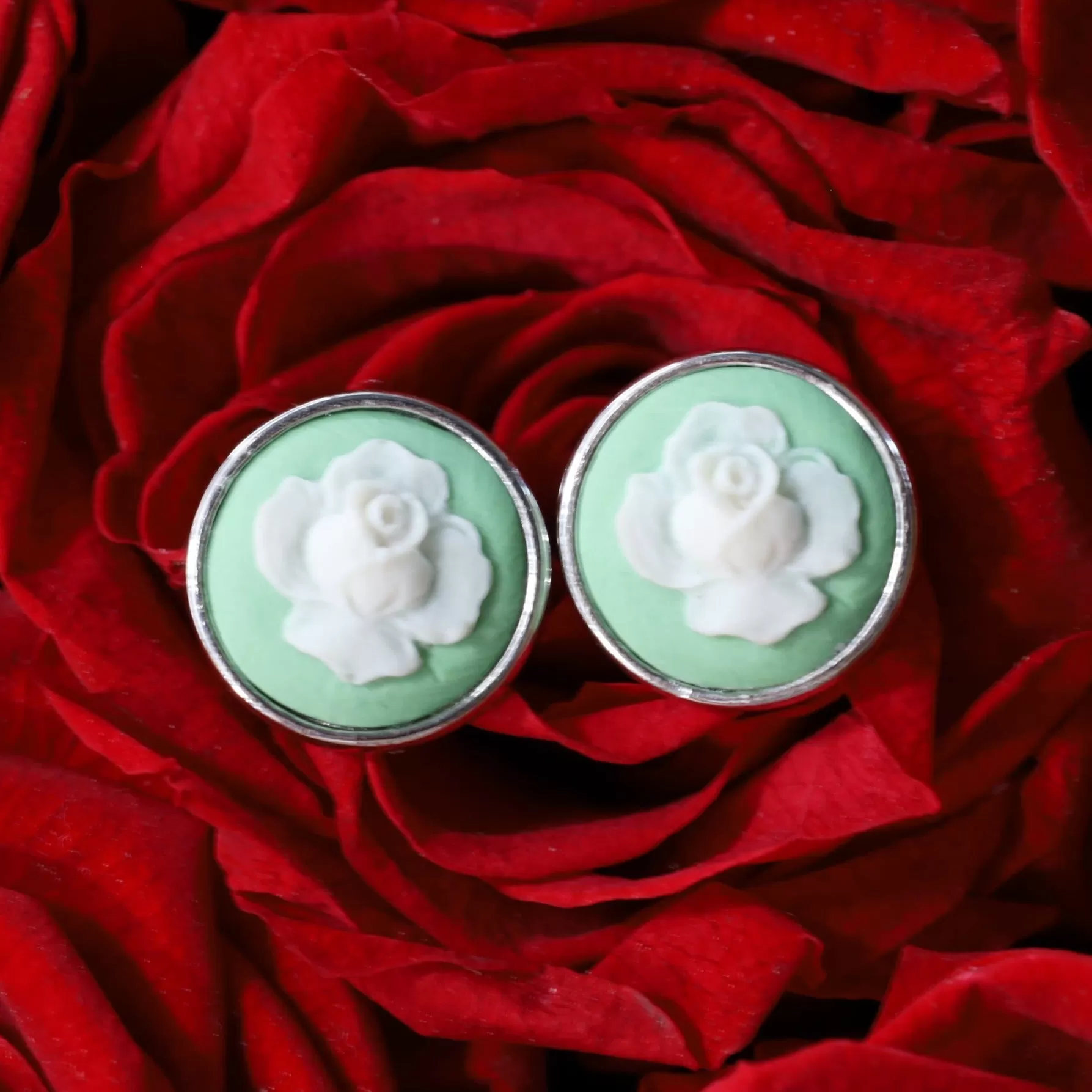 Rose Cameo Stud Earrings