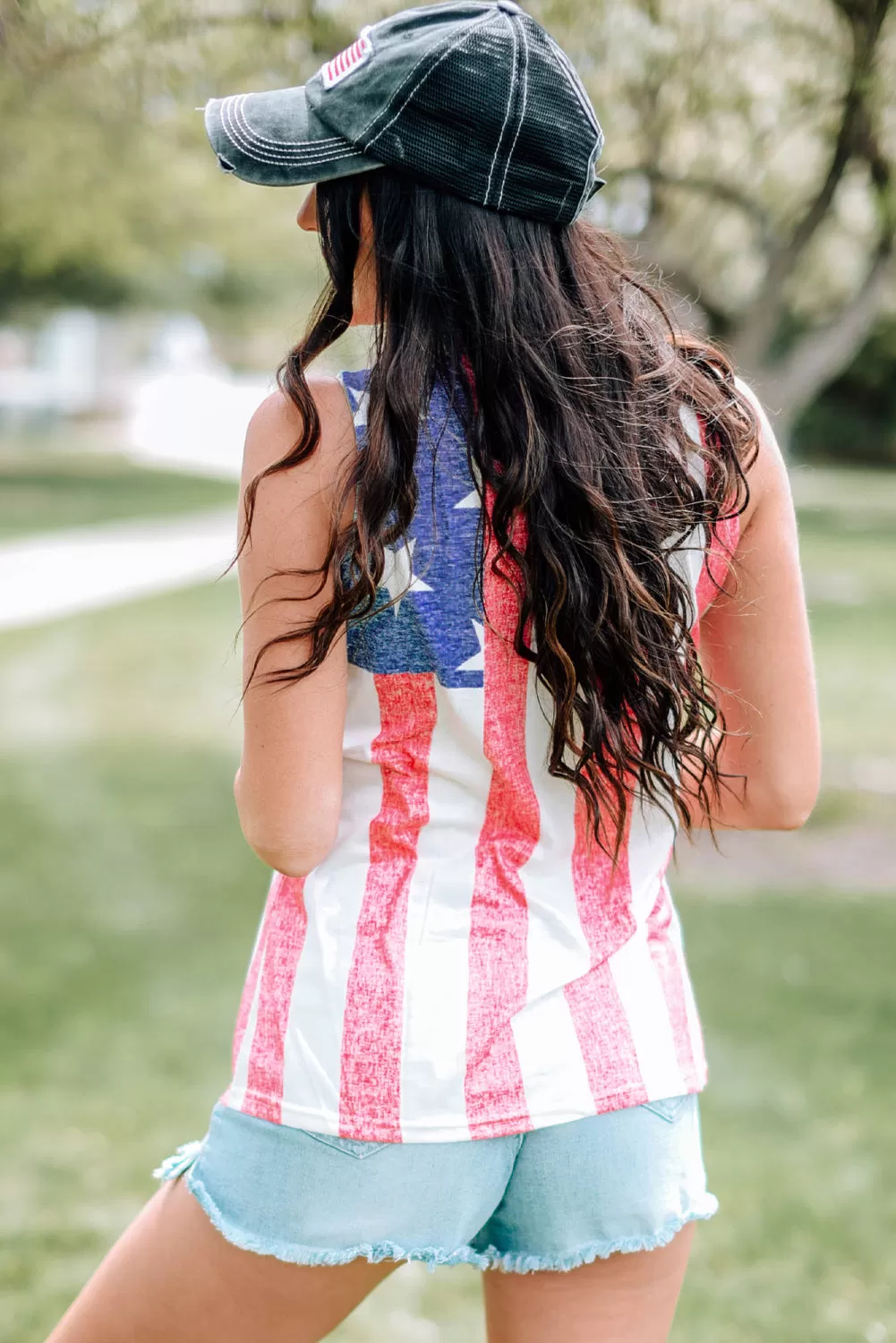 Rundhals-Tanktop mit US-Flagge