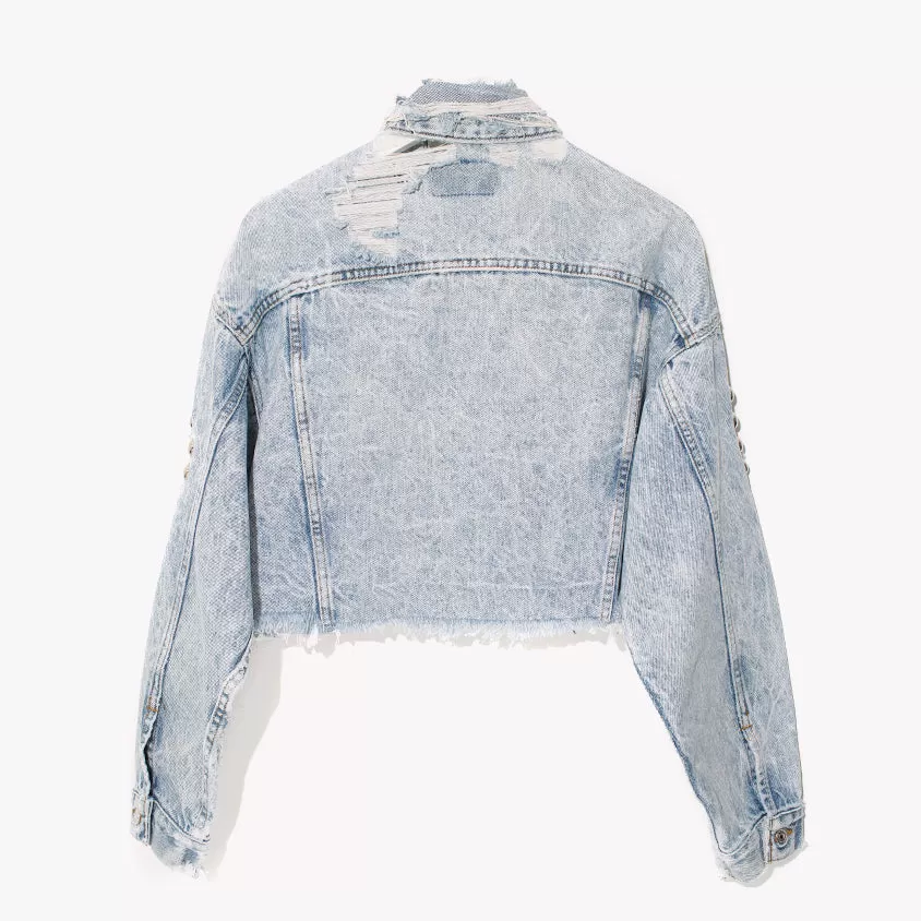 RWDZ Acid Distressed Studded Denim Jacket