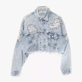 RWDZ Acid Distressed Studded Denim Jacket