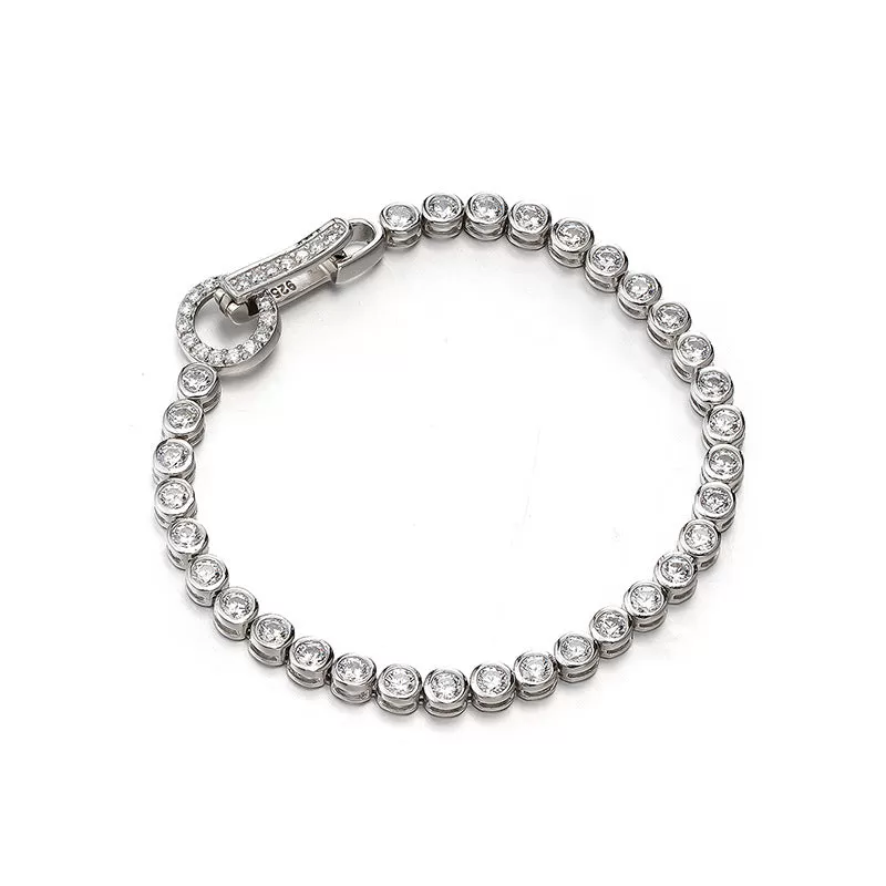 Sale | Round Cut Bezel Tennis Bracelet in Sterling Silver