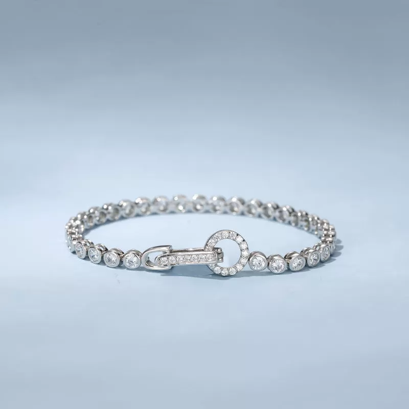 Sale | Round Cut Bezel Tennis Bracelet in Sterling Silver