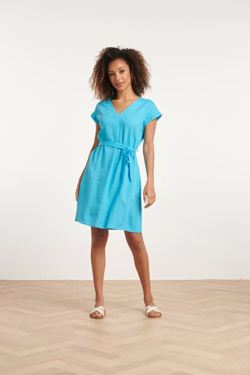 Smashed Lemon Sky Blue Linen Short Dress