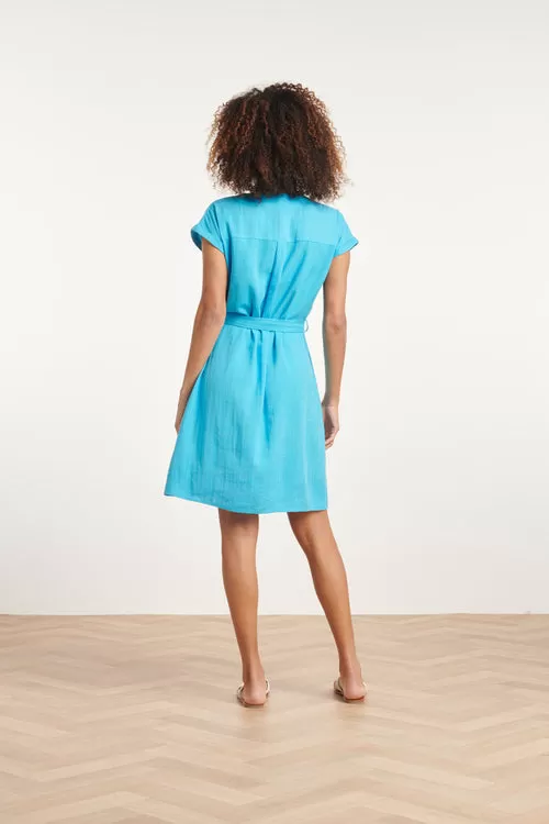 Smashed Lemon Sky Blue Linen Short Dress