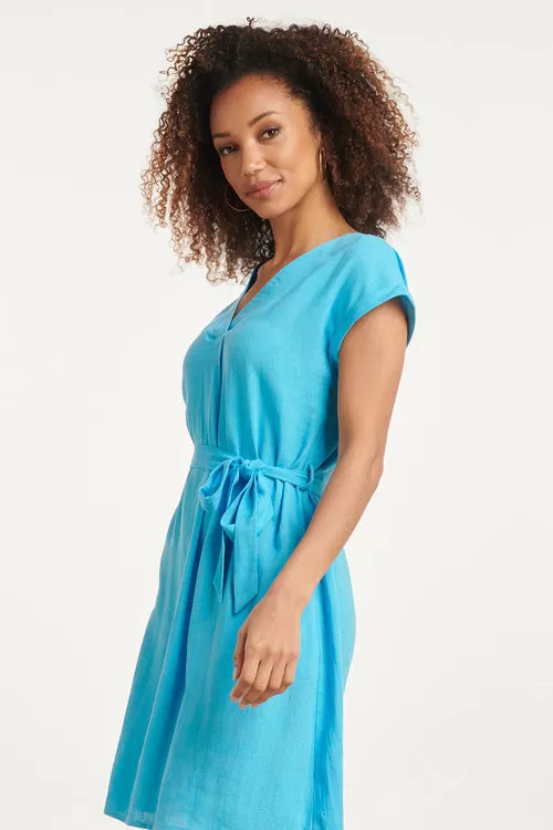 Smashed Lemon Sky Blue Linen Short Dress