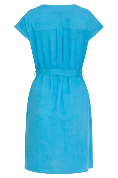 Smashed Lemon Sky Blue Linen Short Dress