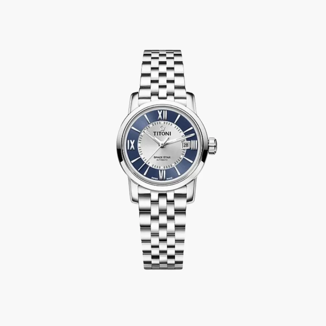 Space Star Automatic 28Mm Silver & Navy blue Dial