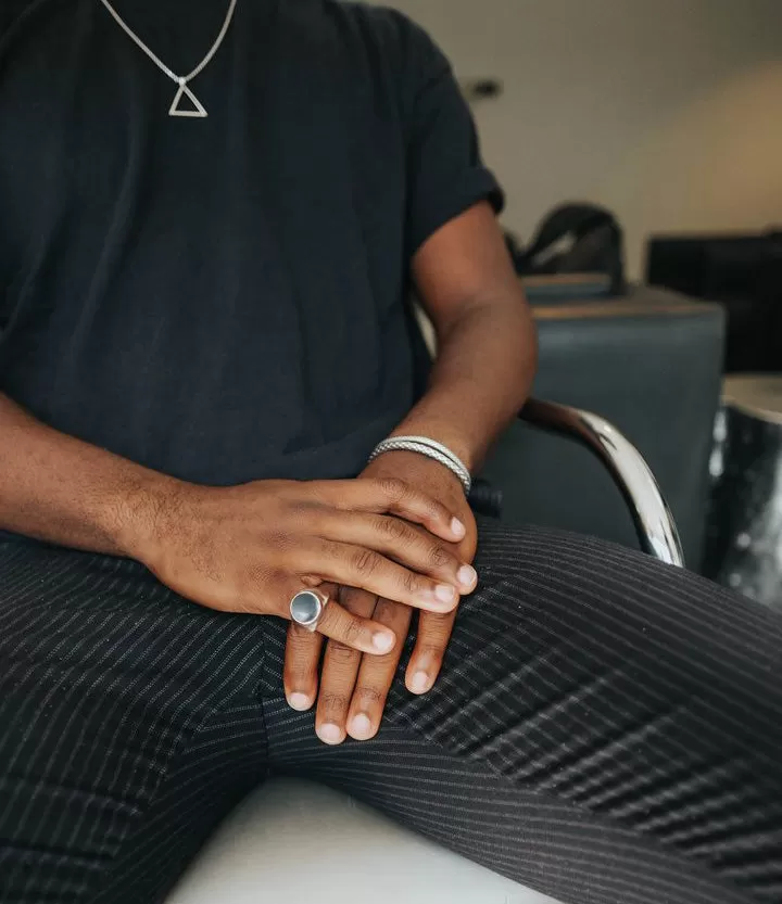 Sterling Silver Hammered Signet Ring with Black Onyx Stone