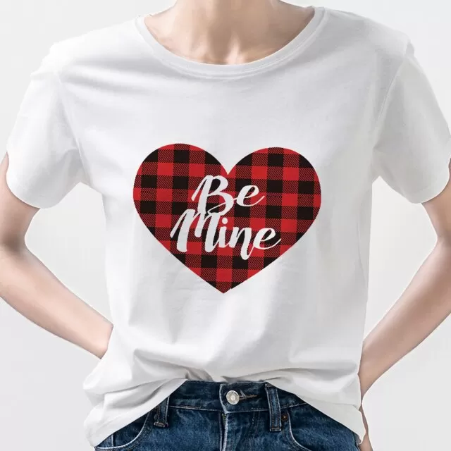 Summer leopard print/plaid heart women's T-shirt