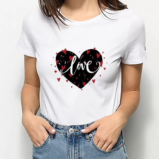 Summer leopard print/plaid heart women's T-shirt