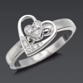 Teufel 14K White Gold Diamond Heart Spinner Ring F/G VS