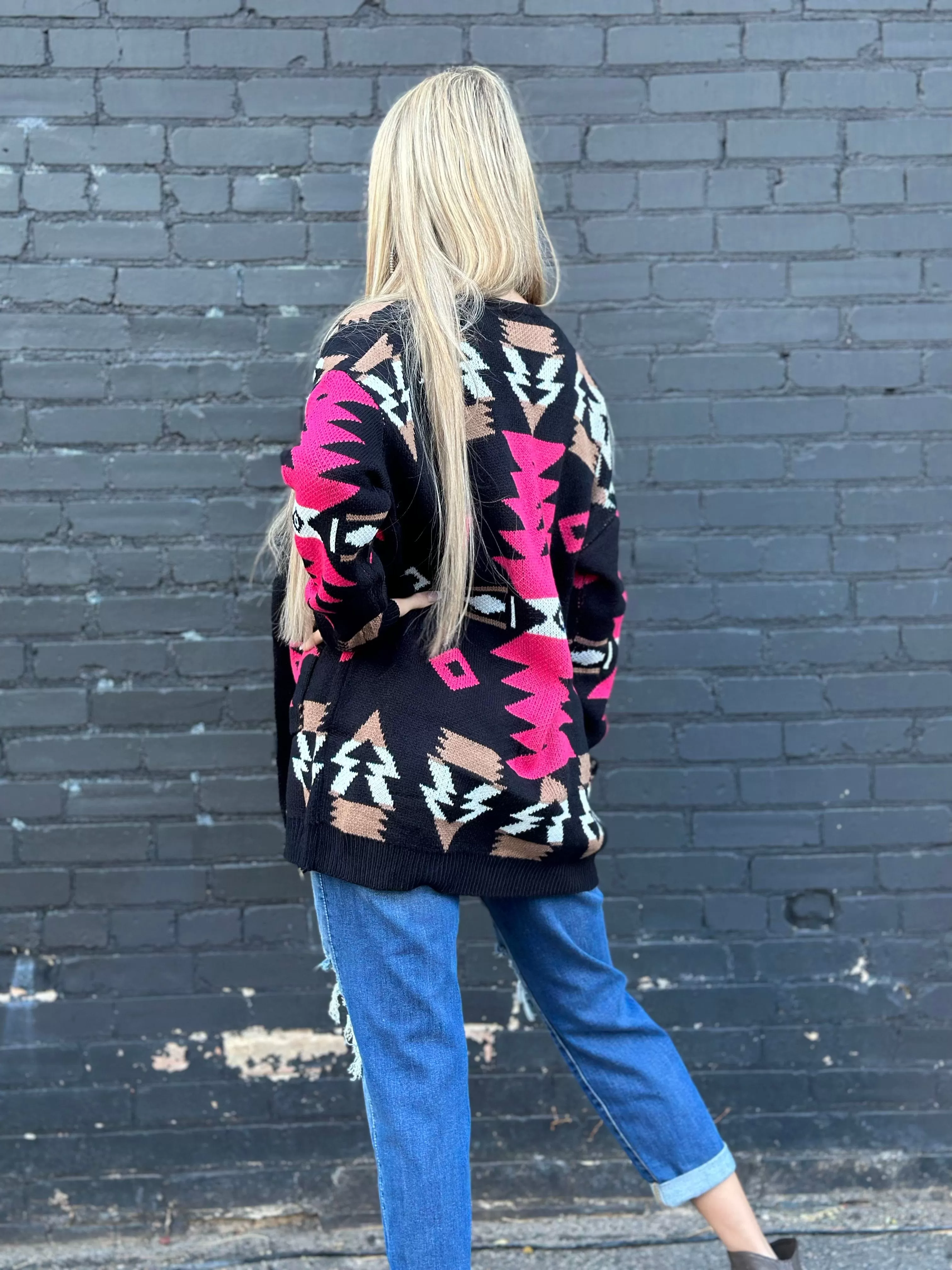 The Aztec Pink Painted Pony Cardigan Sweater