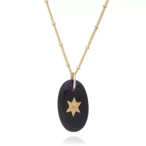 Troy Necklace Oval Star Pendant | Black Onyx