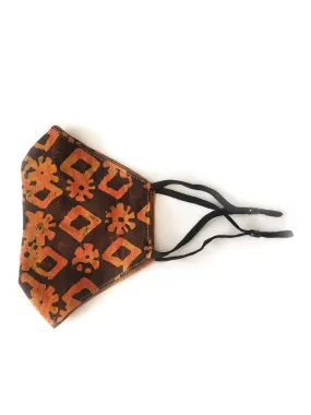 Uhuru Adult Batik Unisex Face Mask - Brown