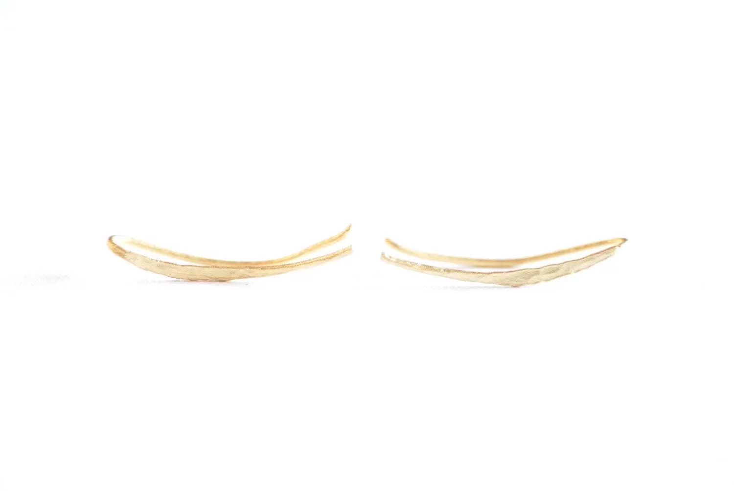 Wholesale Matte Vermeil Gold Ear Climber Earrings- 22k gold plated Sterling Silver Ear Crawlers, Earring Findings, Curved Bar Earrings, Ear Cuff, 304