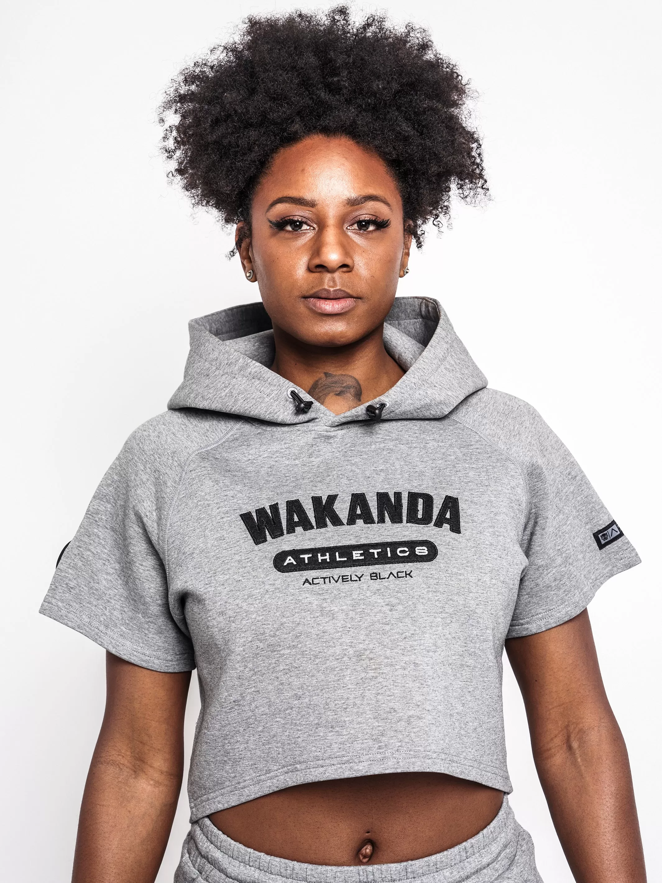 Women's Wakanda Athletics Classic Short Sleeve Crop Hoodie