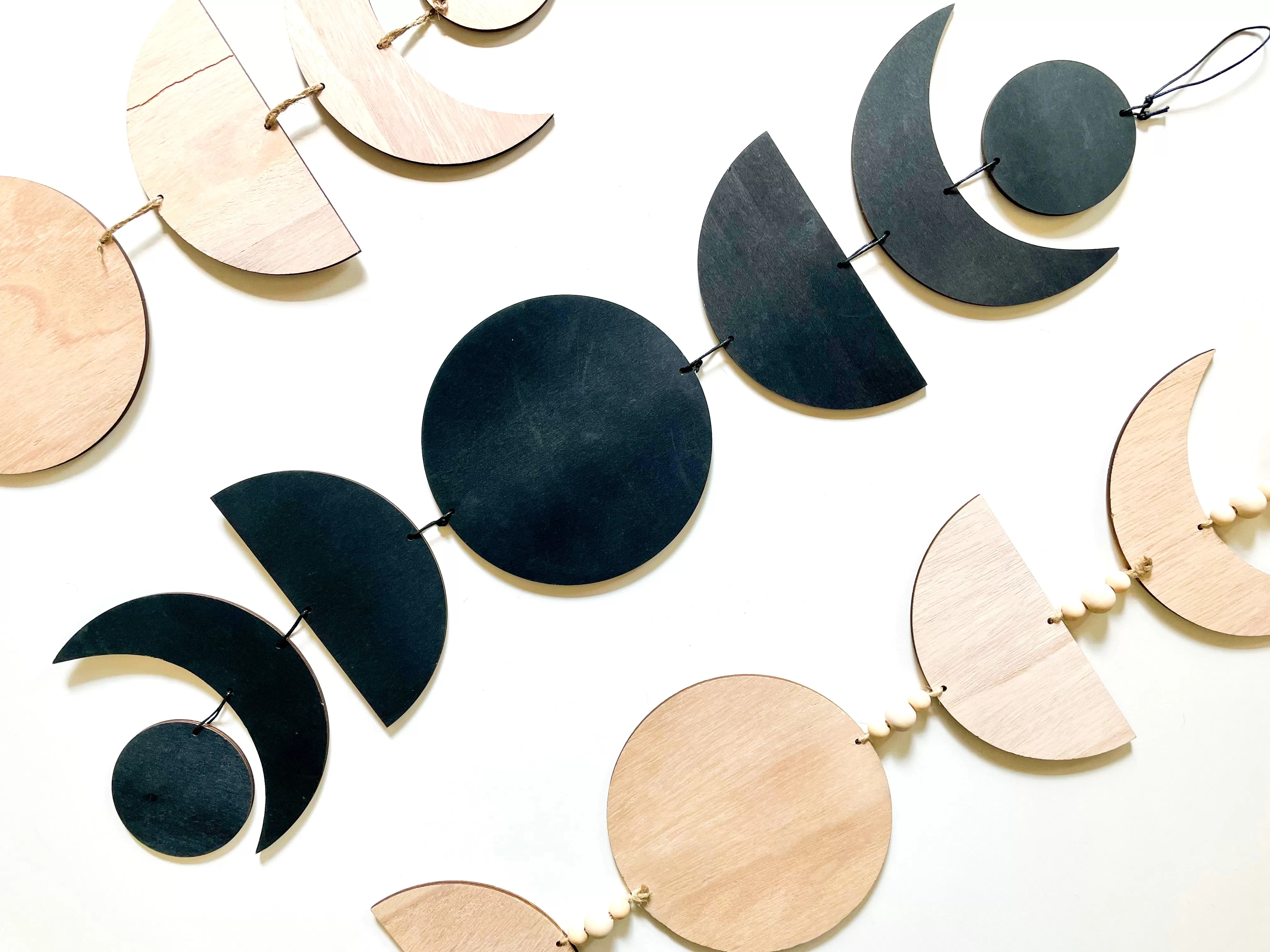 Wooden Lunar Moon Phase Wall Garland