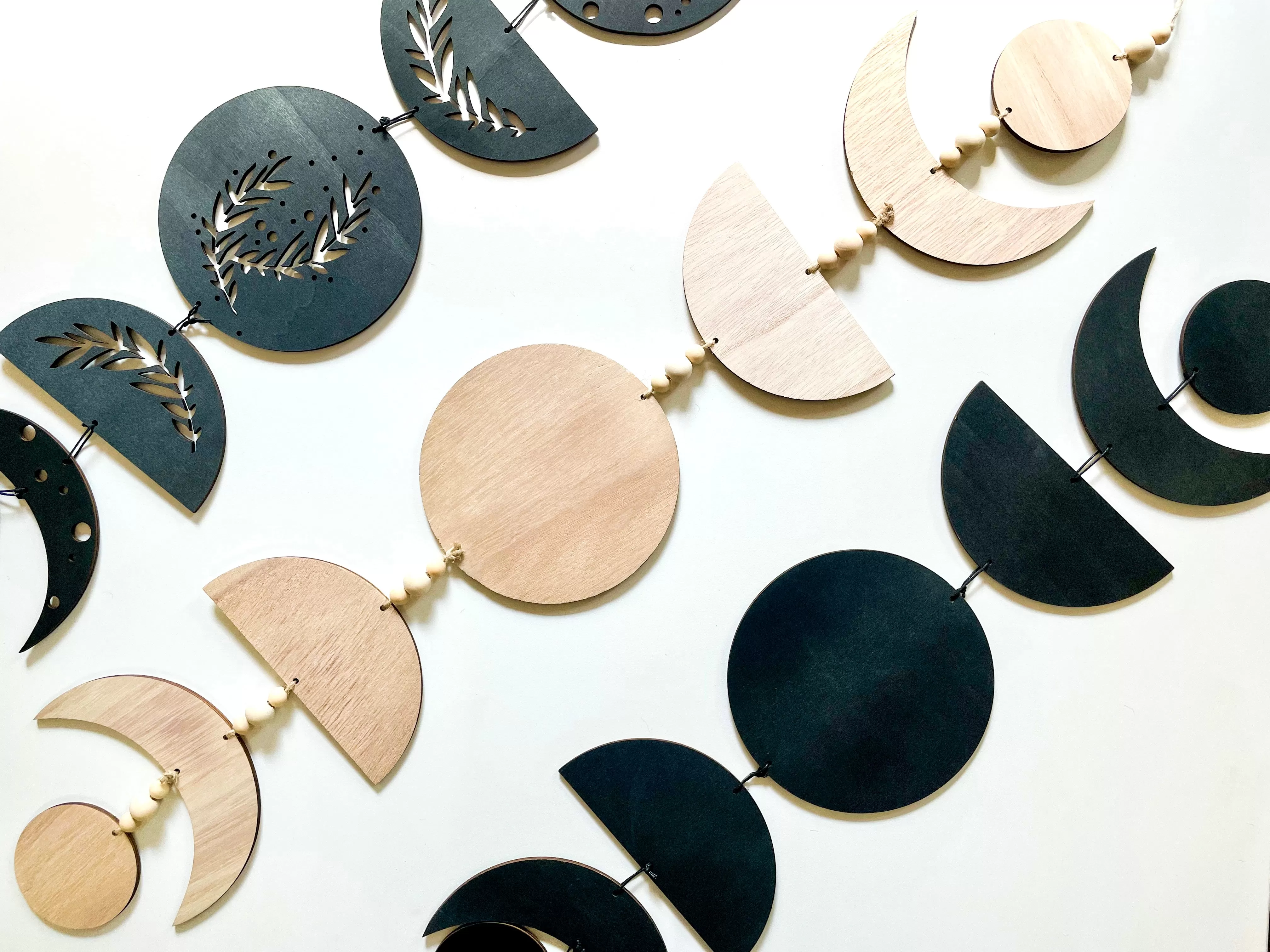 Wooden Lunar Moon Phase Wall Garland