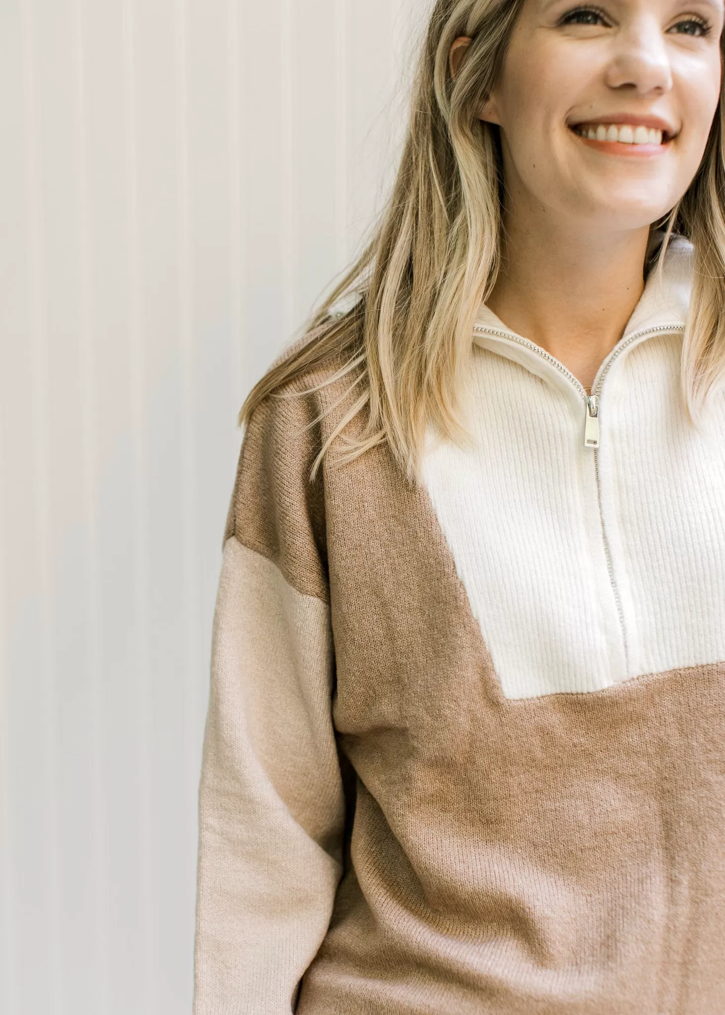 X Coffee and Cream 1/4 Zip Sweater